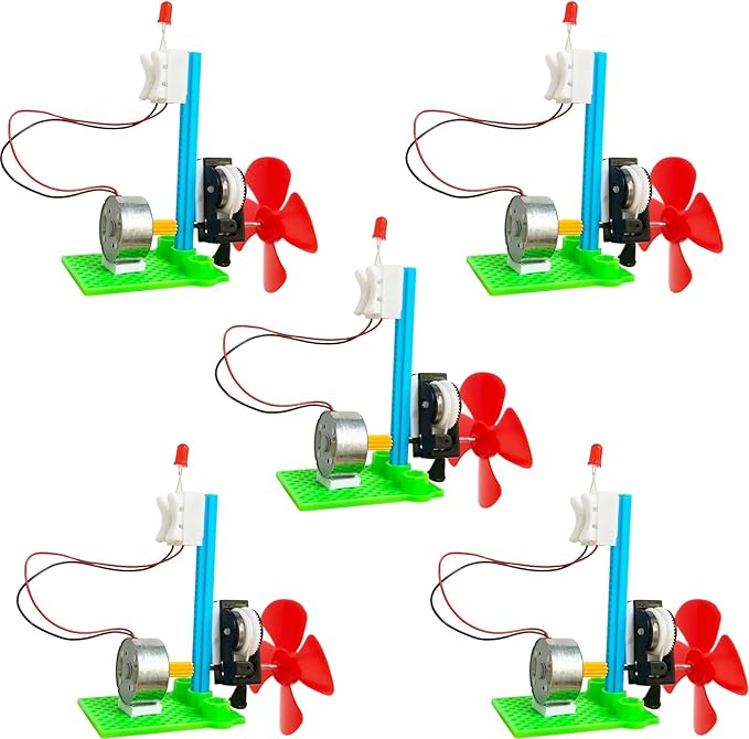 5 Bulk STEM Generator Kits for Kids, DC Motor Science Experiments, Engineering Building Projects Activities STEAM Toys, Class Educational Learning Classroom Activity, Free Energy Hand Generators Kit-CubbioJoy