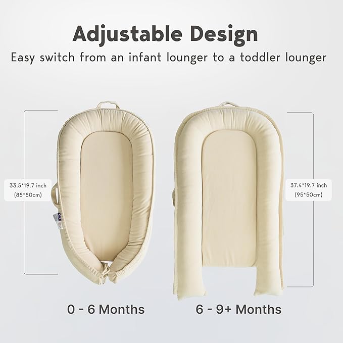 Infant Lounger, Baby Nest Cover for Baby Girls & Boys, Newborn Essentials for Baby 0-18+ Months, 100% Cotton Breathable(CreamyWhite, Corduroy)-CubbioJoy
