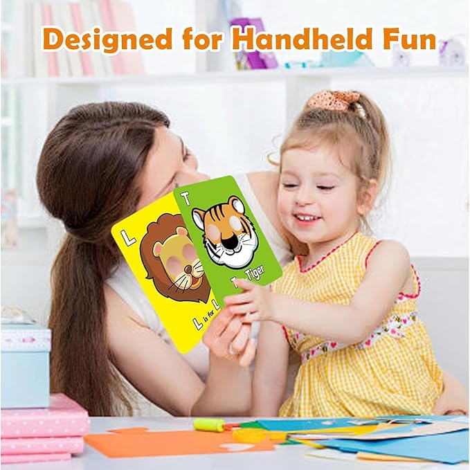 Alphabet Mask Cards, Alphabets ABC Flash Cards with Animal Masks, Giant Letter ABC Animals Faces Flash Learning Flashcards, Interactive and Educational Animals Masks Set (Alphabet Mask Cards, 1)-CubbioJoy