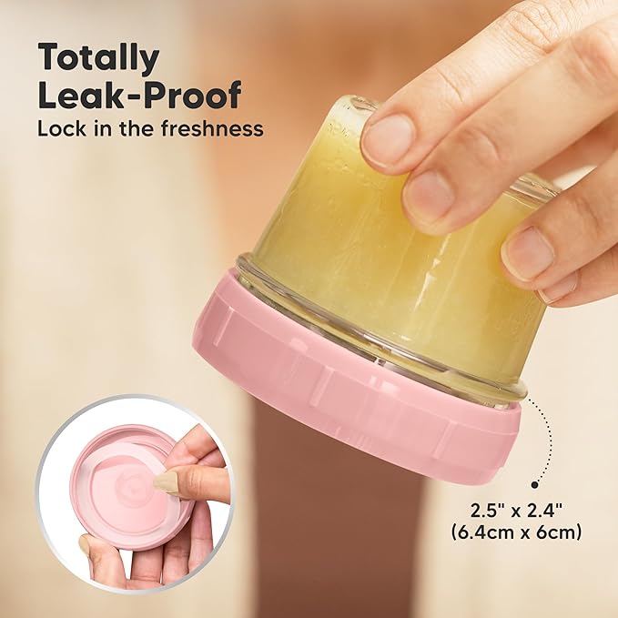 KeaBabies 6pk 4oz Glass Baby Food Containers with Lids - Leak-Proof, Microwavable Small Glass Jars, Baby Purees & Toddler Snack Storage Containers, BPA-Free, Dishwasher & Freezer Safe (Roseate)-CubbioJoy