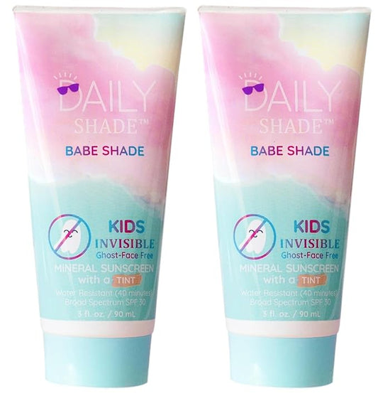 Babe Shade Kids Tinted Mineral Sunscreen for Face with SPF 30 - Non-Nano Zinc, Reef Safe, Travel Size Water Resistant & Hypoallergenic Skin Care Formula for All Types of Skin Tone - Pack 2-CubbioJoy