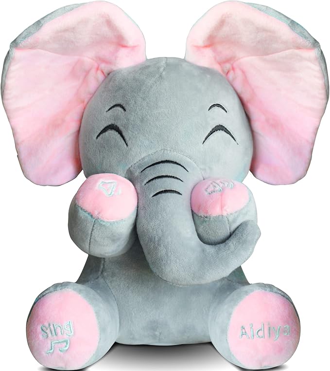 Aidiya Elephant Stuffed Animals Baby Gifts Peluches Ear Interactive Elephant Talking Singing Plush Toys for Girls Boys Gift Adjustable Volume 11.8" Set (Pink)-CubbioJoy