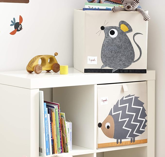 3 Sprouts Toy Storage Organizer: Toy Box Cube Organizer for Playroom, Nursery - Foldable Storage Bin - Mouse-CubbioJoy