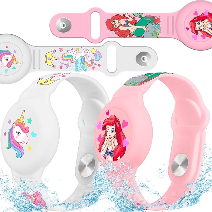 2 Pack AirTag Bracelet for Kids, Waterproof Air tag Holder for Kids with Soft Silicone Full Coverage Anti-Lost Hidden Airtag Wristband Accessories for Child-CubbioJoy