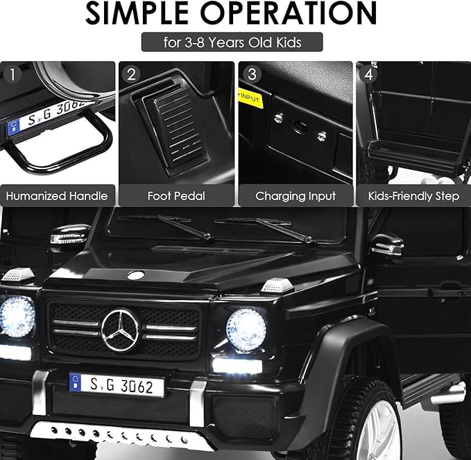 Costzon Ride on Car, Licensed Mercedes-Benz Maybach, 12V Battery Powered Vehicle Toy w/ 2 Motors, Remote Control, 3 Speeds, Lights, Horn, Music, Aux, Storage, Truck, Electric Car for Kids (Black)-CubbioJoy