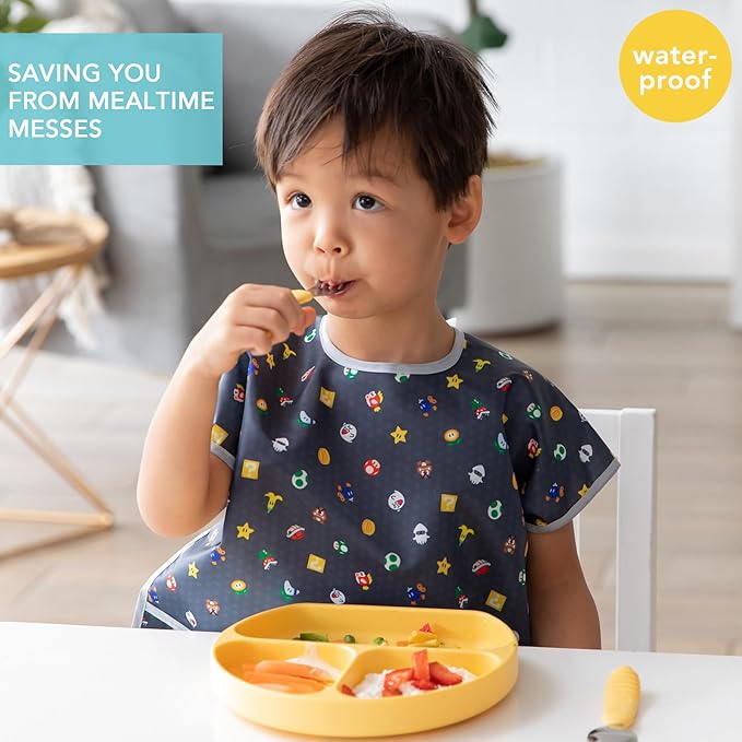 Bumkins Bibs - Toddler Bibs, Waterproof, Large for 1-3 Years, Short Sleeve-CubbioJoy