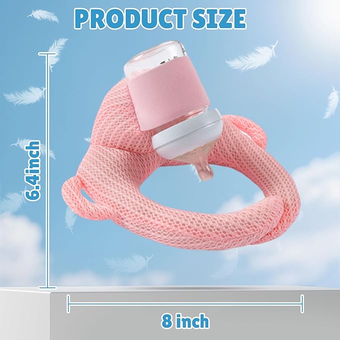 Bottle Holder Pillow, Plush Feeding Support Pad - Relieve Hand & Wrist Soreness, Adjustable Nursing Pillow, Pink-CubbioJoy