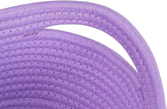 Baskets Bins for Shelf Storage Organizing/Cute Basket to Store and Organize Household Items/Woven Rope Basket for Living Room, Bedroom,Playroom,3 Packs Purple Basket-CubbioJoy