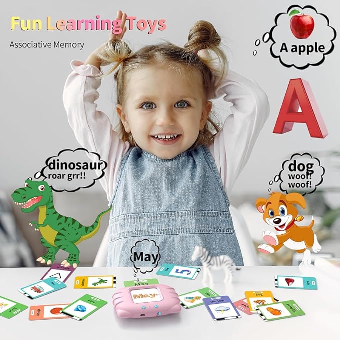 580 Pre-K Sight Words Talking Flash Cards with Dolch Words,Letters/Number Flash Cards 1-100 Kindergarten, Pocket Speech Toys, Educational Learning Gifts for 3 4 5 6 Year Old Girls, Pink-CubbioJoy