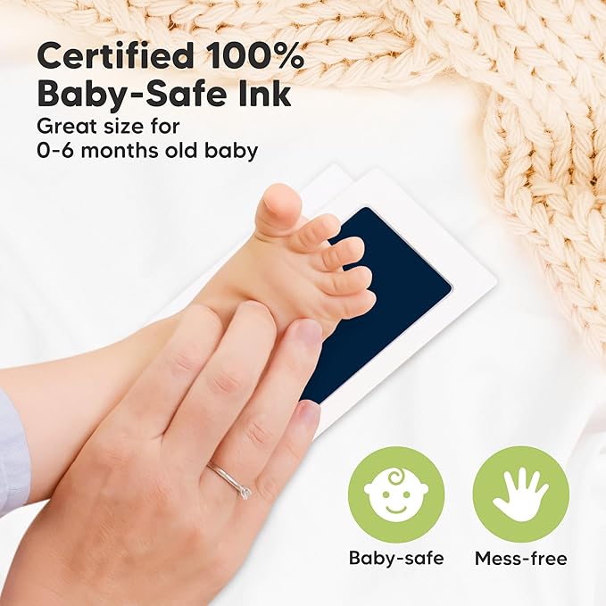 4-Pack Inkless Baby Hand and Footprint Kit - Mess Free Ink Pad for Newborn Keepsake, Dog Nose & Paw Print Kit, Clean Touch Ink Pad for Baby Hand & Footprints, Ideal New Mom Gifts (Navy)-CubbioJoy