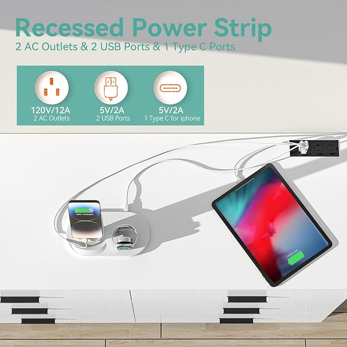 Dresser with Power Outlets Wooden 6 Drawer Dresser with USB and Type C Port Chest of Drawers for Bedroom Tall White Storage Organizer for Living Room Hallway Closet-CubbioJoy