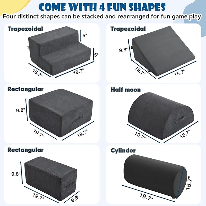 Jela Foam Blocks 6Pcs Soft Play Equipment Luxury Corduroy Fabric, Toddler Climbing Toys Indoor Soft Play for Toddlers-CubbioJoy