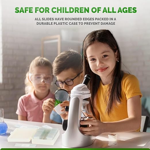 AmScope 25pc Prepared Glass Microscope Slides in Plastic Case with Plant, Fungus, Insect and Mammal Specimens-CubbioJoy