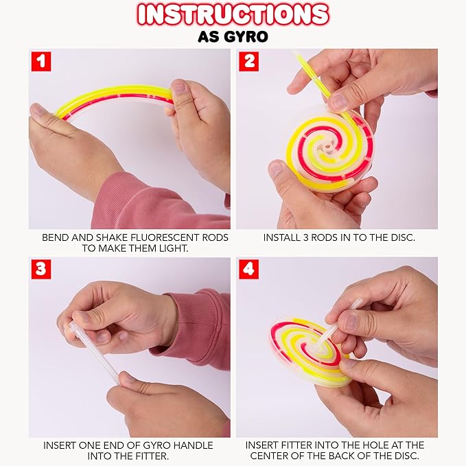 ArtCreativity Lollipop Glow Sticks for Kids - Set of 12 Spinner Light Up Sticks - Halloween Glow Stick Light Up Party Favors - Glow in The Dark Accessories-CubbioJoy