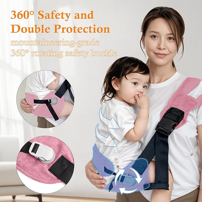 Baby Carrier Newborn to Toddler-Adjustable Baby Sling Carrier,Toddler Carrier for 25-60lbs,Comfortable Toddler Sling for Hands-Free Carrying (Pink)-CubbioJoy