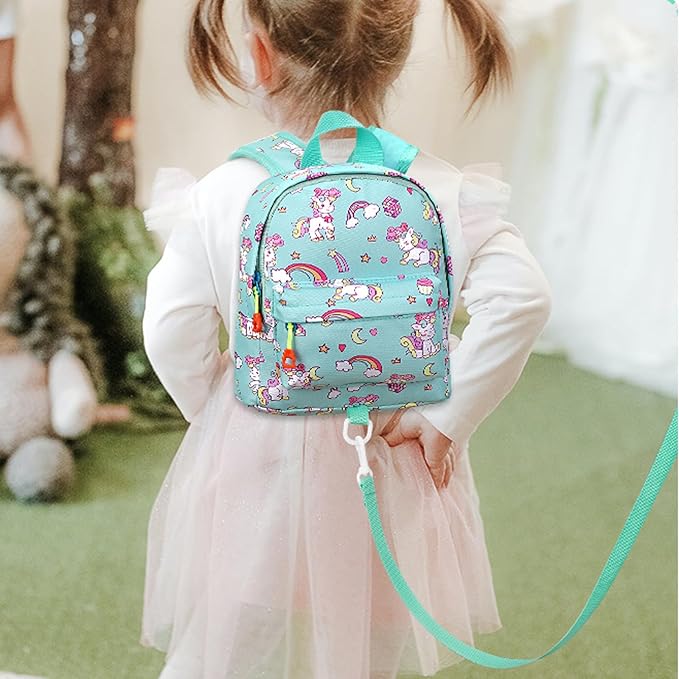 Accmor Toddler Backpack Leash, Cute Baby Backpacks with Anti Lost Wrist Link, Mini Kids Backpack Harness Leash for Outdoor Travel, Adorable Unicorn Backpack Tether Walking Harness for Girls 1-3-CubbioJoy