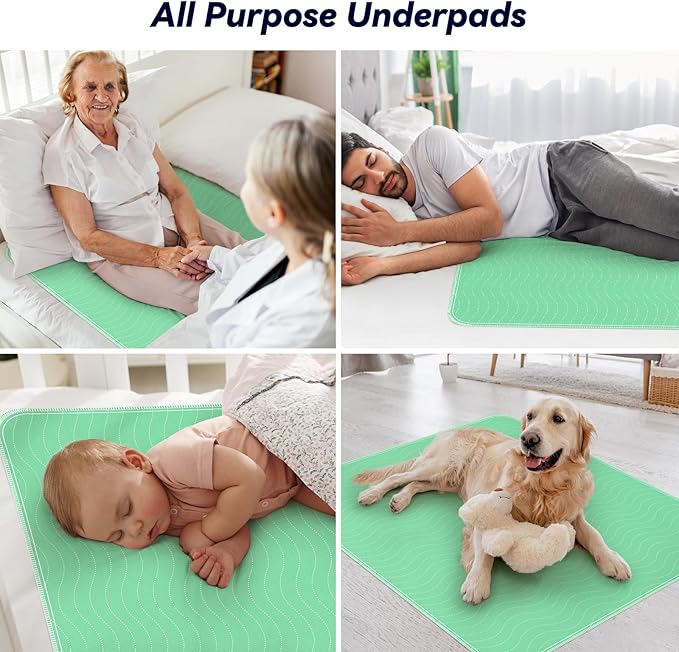 6 Pack 36” x 36” Extra Heavy Absorbency Washable Underpads, Waterproof Quick Drying Nursing Pads Incontinence Bed Pads, Reusable Washable Pee Pads for Dogs, Diaper Changing & Adults-CubbioJoy