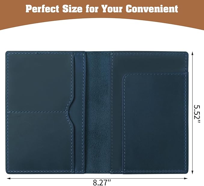 Jack&Chris Leather Passport Holder, Handmade Passport cover, Travel Wallet Cover Case for Men and Women, Leather Travel Documents Organizer Protector, JC107-CubbioJoy