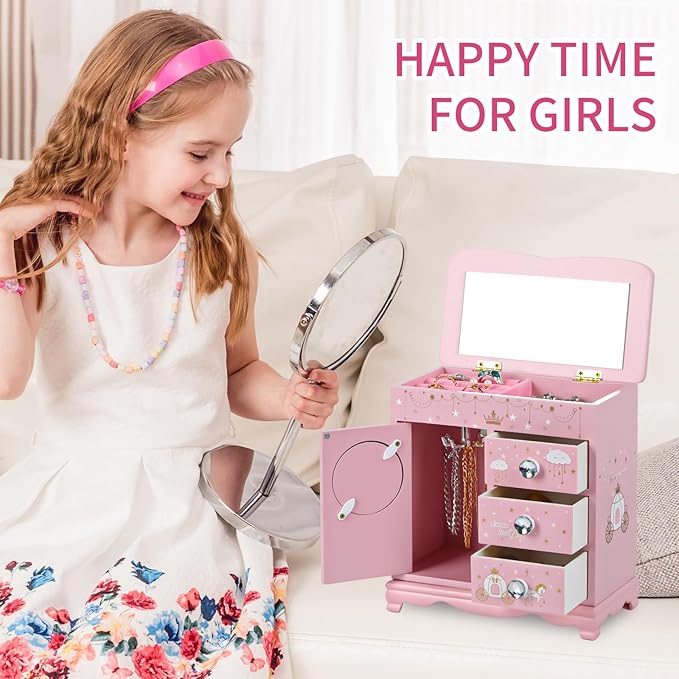Children Jewelry Box For Girls Pink Princess Castle Girls Little Girl Birthday Christmas girl jewelry box-CubbioJoy