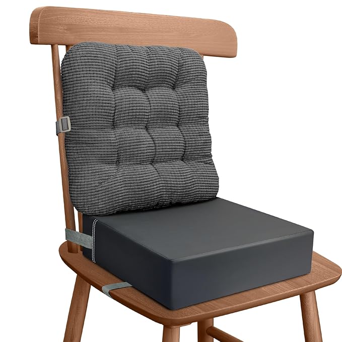 Booster Seat for Kitchen Chair, Adjustable Washable Safety Belts Toddler Booster Seats, PU Non-Slip Kids Dining Table Booster Seat, Portable Travel Increasing Cushion for Baby Child Kid Boy Girl-CubbioJoy