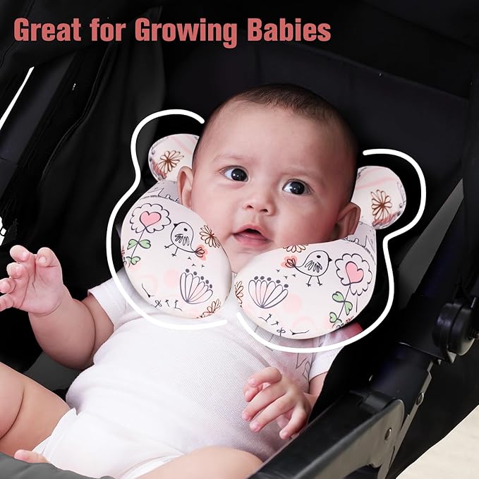 KAKIBLIN Baby Neck Pillow, Upgraded Baby Support Pillow,Babies Head Pillow,Neck Support Pillow for for Car Seat,Pushchair,Travel (Hippo)-CubbioJoy