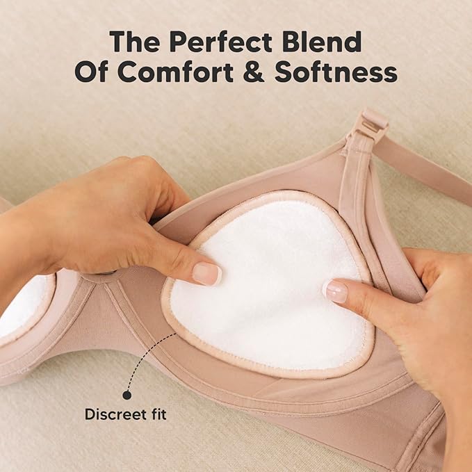 14-Pack Organic Nursing Pads - Washable Breast Pads for Breastfeeding, Nursing Bra Nipple Pads for Breastfeeding, Pumping Bra Reusable Breast Pads, Maternity Breastfeeding Bra Pads (Neutrals, M 3.9")-CubbioJoy