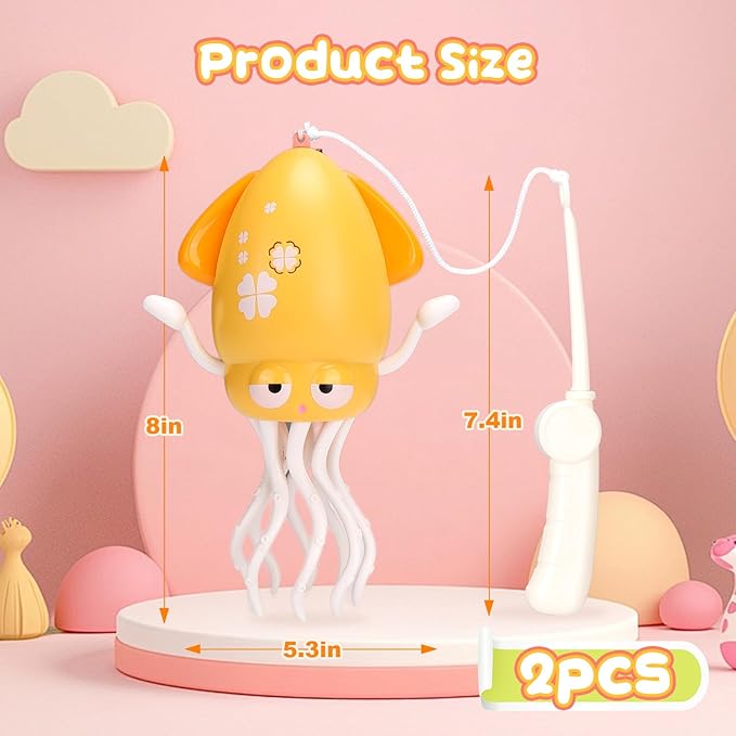2pcs Magic Electric Dancing Octopus Toy with Led Light and Music,Yellow-CubbioJoy