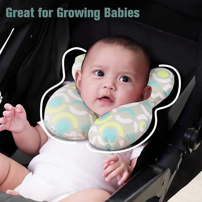 KAKIBLIN Baby Travel Pillow,Neck Pillows for Car Seat,Upgraded Baby Head Pillow,Toddler Head and Neck Support Pillow for Car Seat, Pushchair,Travel (Circle)-CubbioJoy