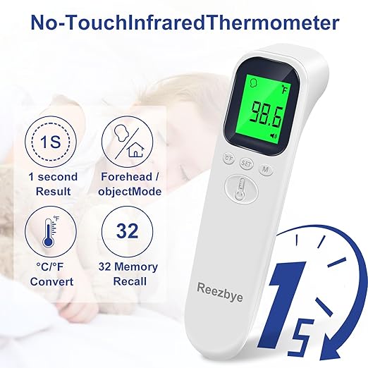 Contactless Thermometer - Digital Forehead Thermometer for Baby, Kids and Adults,3 Color Fever Alarm, 2 in 1 Forehead & Object Mode-CubbioJoy
