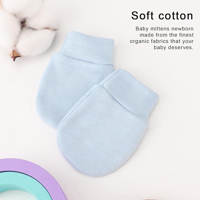 BQUBO 6 Pairs Newborn Baby Boys Girls Mittens 0-6 Months Unisex-Baby Infant Mittens Elastic No Scratch Wrist Gloves-CubbioJoy