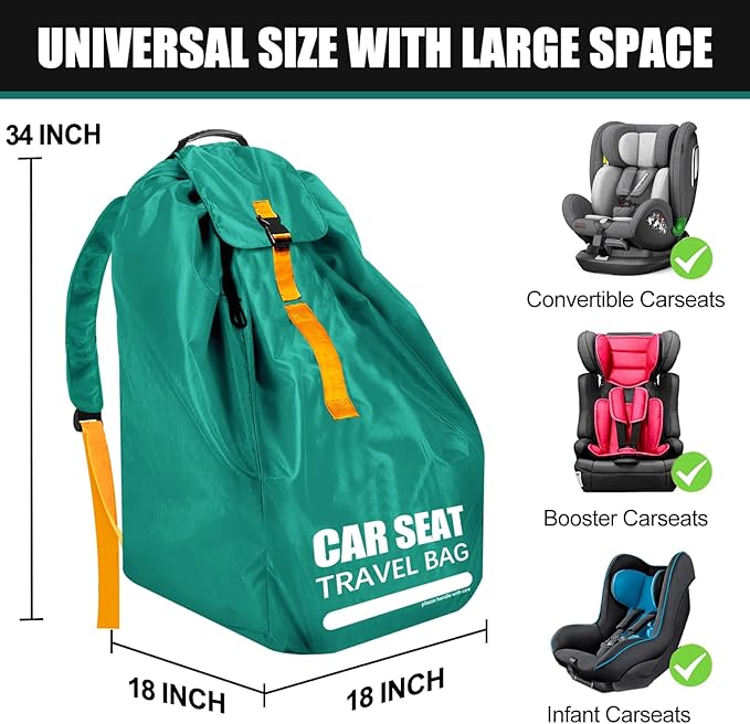 Car Seat Travel Bag for Airplane, Large Car Seat Bags for Air Travel with Comfort Padded Straps, Gate Check Storage Bag/Backpack for Carseat Airport, Carseat Cover Travel - Baby Travel Essential-CubbioJoy