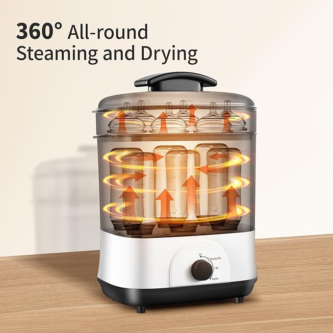 Baby Bottle Steamer, 3-in-1 Bottle Steamer and Dryer, Easy One-Dial Control Electric Steam Bottle Dryer for Baby Bottles, Baby Stuffs & Breast Pump Accessories-CubbioJoy