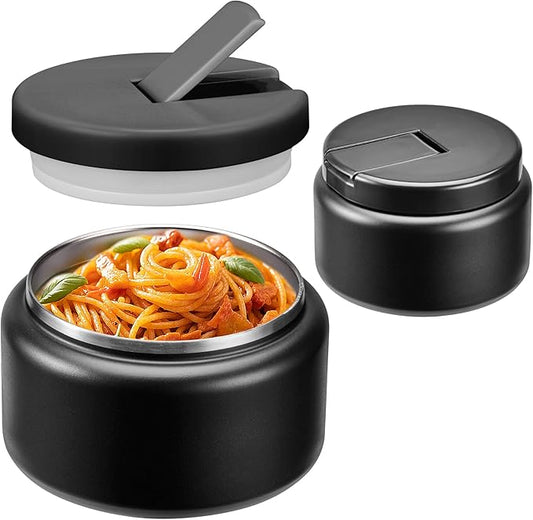 13.5oz Soup Thermo for Hot Food Kids with Buckle Lid Insulated Vacuum Food Jar Wide Mouth Leakproof Stainless Steel Lunch Container (Black)-CubbioJoy