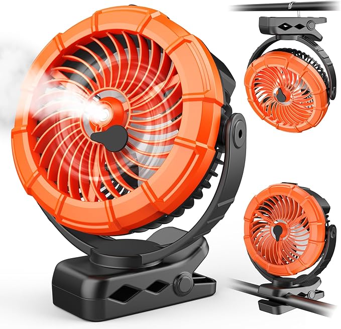 Ausic Portable Misting Clip on Fan, 100ml Camping Stroller Fan with LED, Max 45H Working Time Golf Cart Fans, 360° Rotate Cooling Spray, Outdoor Rechargeable Battery Fans for Travel/Home/Beach-CubbioJoy