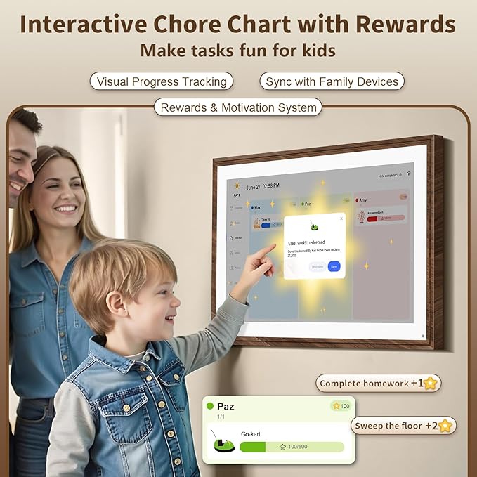 15.6 Inch Digital Calendar Chore Chart with Touchscreen - Full HD Interactive Display, Wall & Desk Mountable Family Planner, To-Do List & Meal Planner, Ideal for Home Organization & 2025 Scheduling-CubbioJoy