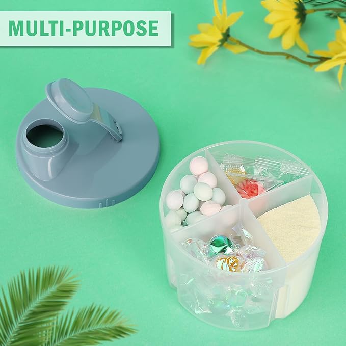 Accmor Baby Formula Dispenser On The Go, Non-Spill Rotating Four-Compartment Formula Container to Go, Milk Powder Kids Snack Container for Infant Toddler Travel Outdoor, Blue, 2 Pack-CubbioJoy