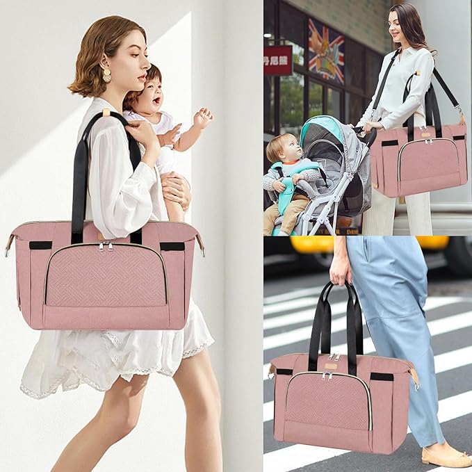 ITIEZY Diaper Bag Tote for Baby - Large Mommy Bag with Portable Changing Pad Pacifier Case, Hospital Bags Travel Baby Bag-CubbioJoy