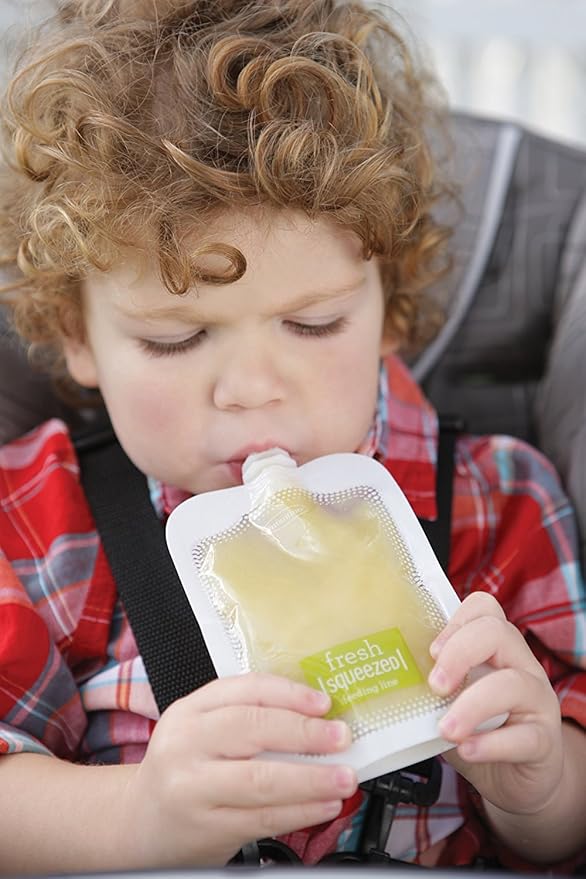 Infantino Disposable Squeeze Pouches - Pack of 50 Disposable Pouches for Portable Homemade semi-Solid Food for Babies and Toddlers, BPA and PVC Free, Freezer Safe-CubbioJoy