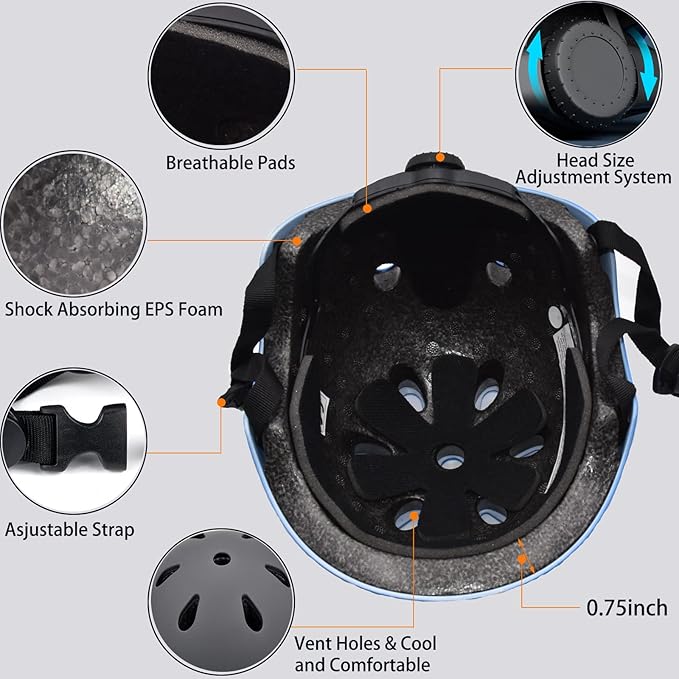 Kids Bike Helmet Set Adjustable for Children, Boys, Girls and Teenagers Aged 3-8 Years Includes Elbow, Knee, Wrist Guards Children's Helmet Protection Set for Bikes SkateboardsRollerskates-CubbioJoy
