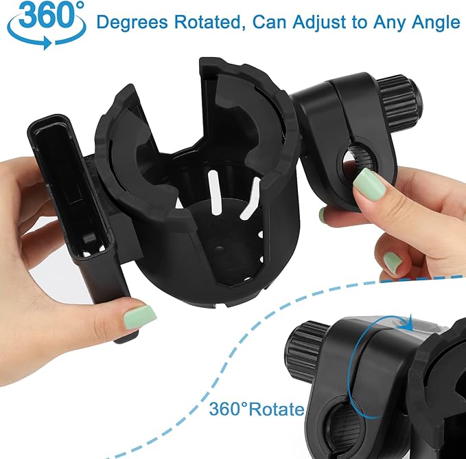 Accmor Stroller Cup Holder with Phone Holder, Universal Cup Holder, Bike Cup Holder, 360° Rotatable Large Caliber Drinks Holder for Stroller, Bike, Wheelchair, Walker-CubbioJoy