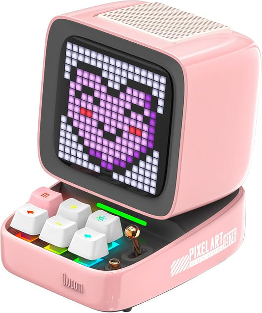 Divoom Ditoo Retro Pixel Art Game Bluetooth Speaker with 16X16 LED App Controlled Front Screen (Pink)-CubbioJoy