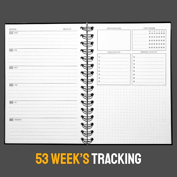 Undated Weekly Planner Notebook, A5 Hardcover Weekly to do List Notebook for Work with Goal & Habit Tracker - Spiral Green-CubbioJoy