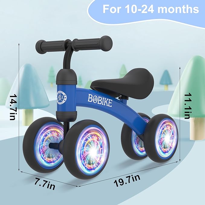 Baby Balance Bike Toys for 12-36 Months Kids Toy Boy and Girls Gifts Toddler Best First Birthday Gift Children Walker No Pedal Infant 4 Wheels Bicycle (Colorful, Blue-Light)-CubbioJoy