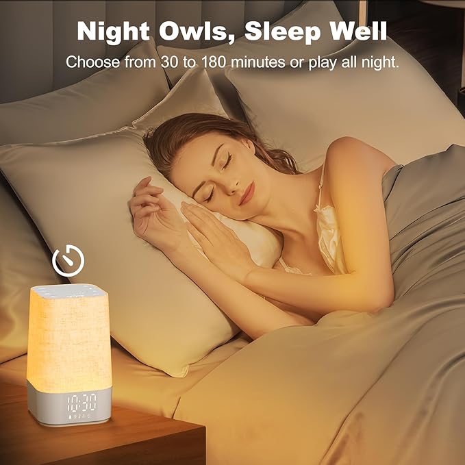 4-in-1 Sunrise Alarm Clock White Noise Sound Machine for Heavy Sleepers, Adults & Kids – Gentle Wake Up Light Alarm Clock with 30 Soothing Sounds, Dimmable Amber Breathing Night Light for Bedrooms-CubbioJoy