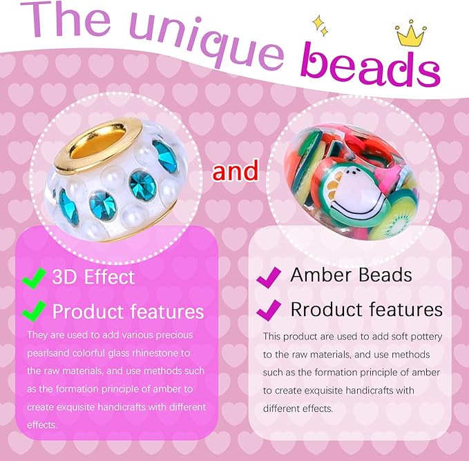 AIPRIDY Charm Bracelet Making Kit,Unicorn Mermaid Crafts Gifts Set Can Inspires Imagination and Creativity,Jewelry Making Kit Perfect Gifts for Girls 5-12 Years Old (72 Pieces Rose)-CubbioJoy