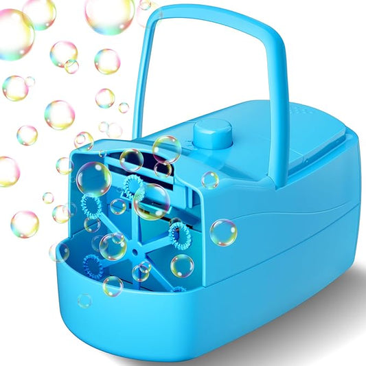 Bubble Machine, Automatic Bubble Blower for Kids, 18000+ Bubbles Per Minute with 2 Speed Settings, Battery/USB Powered Bubble Maker for Toddlers, Outdoor Birthday Parties, Weddings (Blue)-CubbioJoy