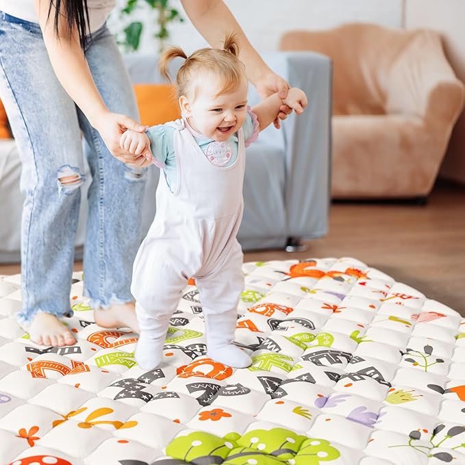 Baby Play Mat 50x50 Playpen Mat Upgraded Thicker Baby Floor Play Mat Cushioned Anti- Slip Crawling Mat Waterproof Activity Playmat for Babies Toddlers Infants Tummy Time(50x50, Letter Fox)-CubbioJoy