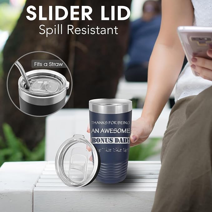 Custom Insulated Coffee Mug, Gift for Dad, Father’s Day Gift Ideas, Custom Cup for Men, Groomsmen Gift Idea, Personalized Tumbler with Text (Navy Blue, 20oz)-CubbioJoy