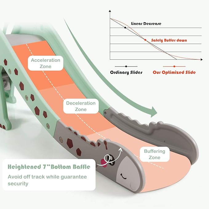 BABY JOY Toddler Slide, Kids Large Slide Play Climber Set with Long Slipping Slope, Basketball Hoop and Ball, Enclosed Steps, Easy Assemble Indoor Outdoor Backyard Freestanding Slides for Kids Age 1-8-CubbioJoy