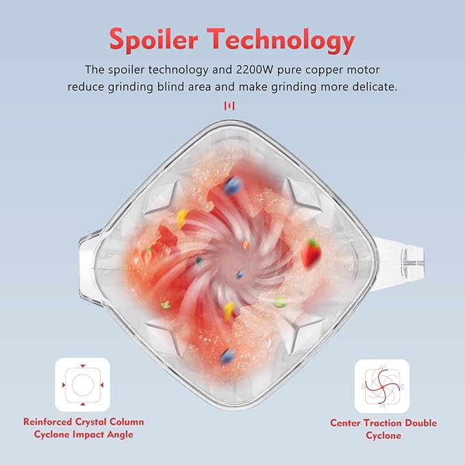 Blender 2L Automatic Smoothie Mixer Baby Food Blender 68oz Fruit Vegetables Juicer 2200W High-Speed Blender Tabletop Soundproof Milkshake Maker (Black)-CubbioJoy